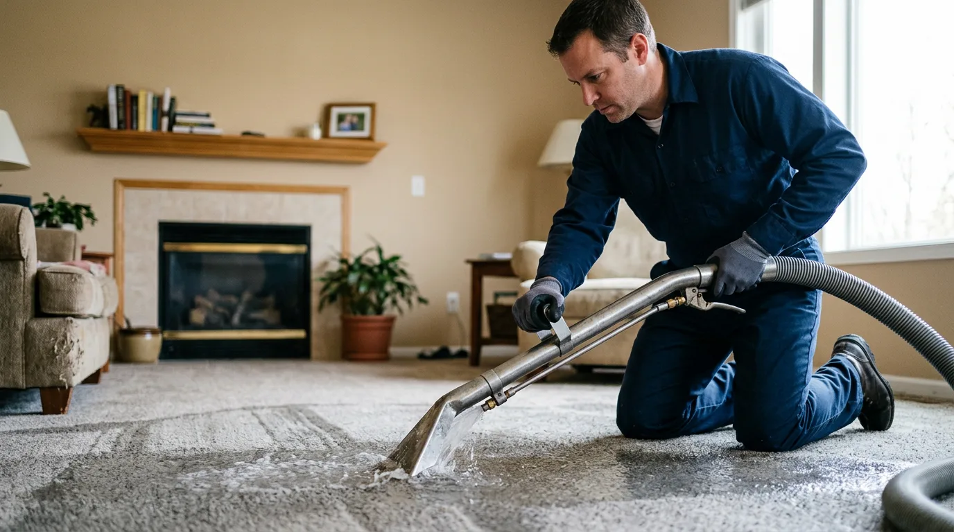 Water damage restoration technician working near Burnt Prairie, IL